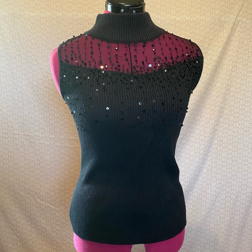 Sleeveless Black Sequined Top